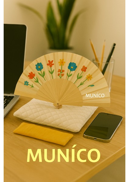 12 Adet Dekoratif El Yelpazesi Renkli Çiçek Deseni ve Mavi Zeminle Sahne Performans Hediyelik indirimleri