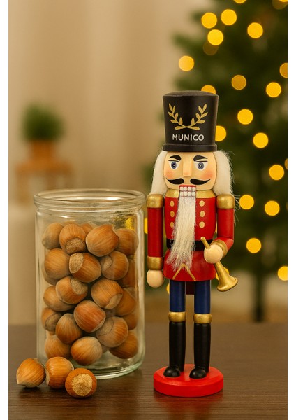 Kurşun Asker Ahşap Figür Seti – 6’lı, 13 Cm, Altın Askılı, Koleksiyonluk Yılbaşı Dekoru