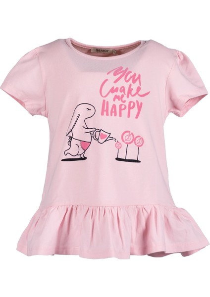 Kabartma Baskılı Pembe Yazlık Kız Çocuk Tunik Tshirt fiyatları