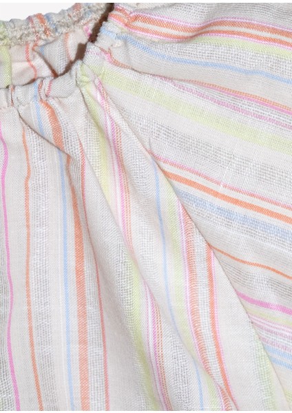 Pamuk Keten Çizgili Crop Kesim Yazlık Kız Çocuk Bluz modelleri