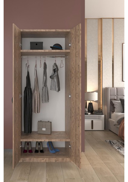 Frey 2 Kapaklı Elbise Dolabı-2 Kapılı Gardırop-Atlantik Çam modelleri