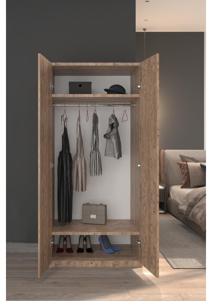 Frey 2 Kapaklı Elbise Dolabı-2 Kapılı Gardırop-Atlantik Çam indirimleri