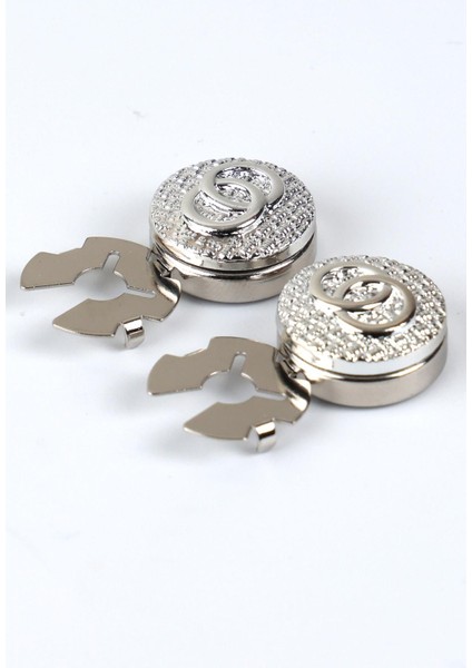 Gümüş Renk Halka Desen Geçme Klipsli Kol Düğmesi - M1115