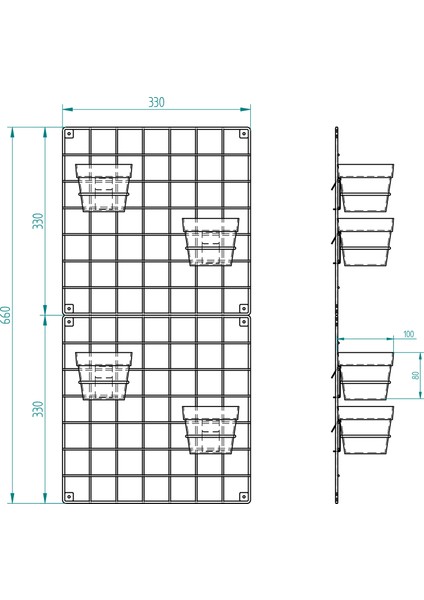 2'li 33X33 Dekoratif Hasır Tel Duvar Paneli 4 saksılı indirimleri