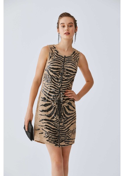 Payetli Desenli Mini Elbise Standart Renk K2063102_089 modelleri