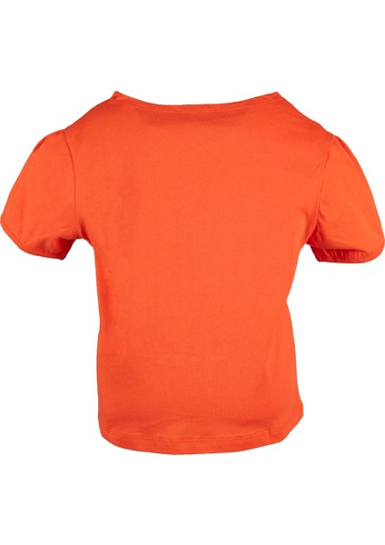 Organik Karpuz Kollu Turuncu Yazlık Kız Çocuk Tshirt fırsatları