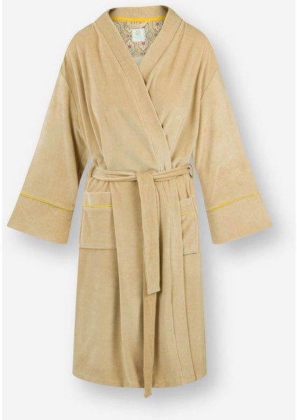 Naomi Bej Kadife Kimono