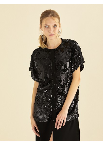 Düşük Omuz Payetli Gece Elbisesi Siyah K1916317_001 modelleri