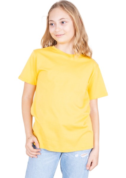 Organik Sarı Basic Yazlık Kız Çocuk Tshirt