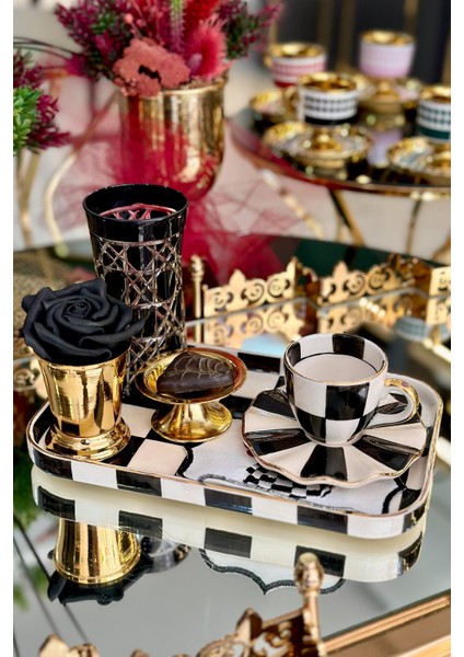 Damalı Siyah Dikdörtgen Sunum Tepsi fırsatları