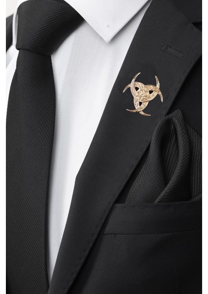 Gold Renk Üçlü Hilal Yaka Broş