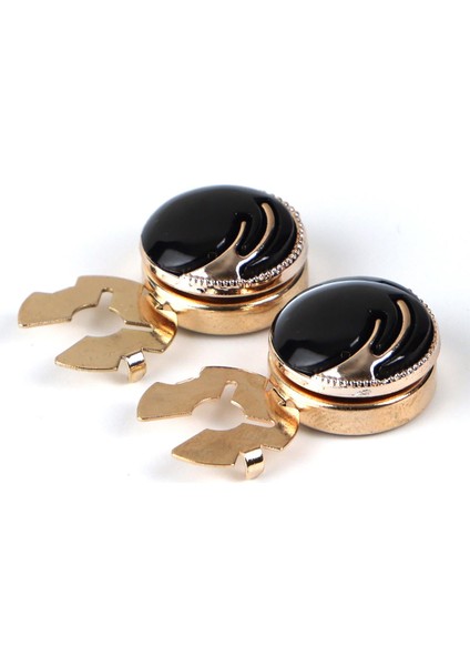 Gold Siyah Desenli Geçme Klipsli Kol Düğmesi - M1110