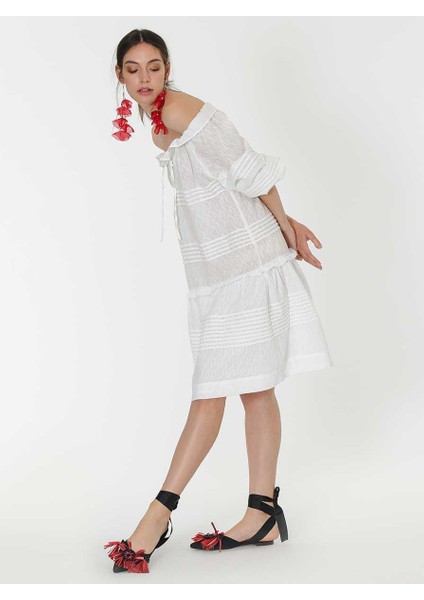 Omuz Detaylı Nikah Elbisesi Standart Renk Y1966136_089 indirimleri