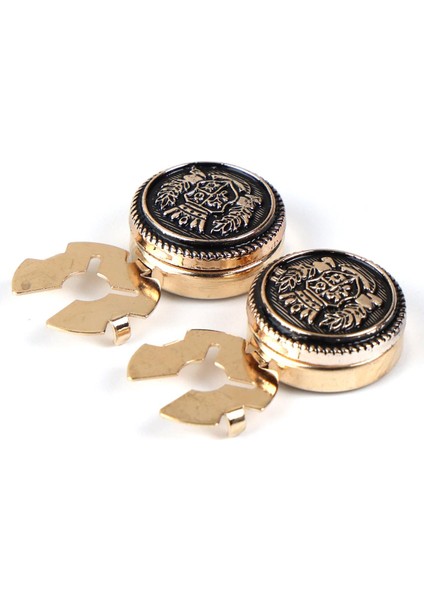 Gold Siyah Arma Desenli Geçme Klipsli Kol Düğmesi - M1111
