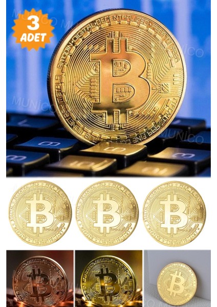 3 Adet Gold Renk Altın Kaplama Fiziksel Bitcoins Sikke Kılıfı Hediye Fiziksel Antik Sikke Sanat fiyatları