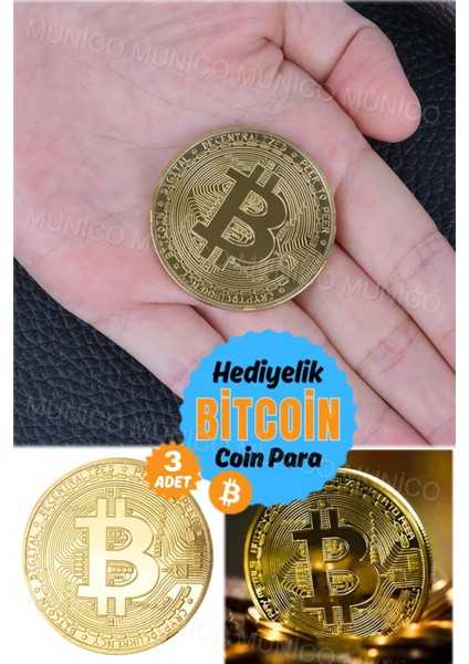 3 Adet Gold Renk Altın Kaplama Fiziksel Bitcoins Sikke Kılıfı Hediye Fiziksel Antik Sikke Sanat indirimleri