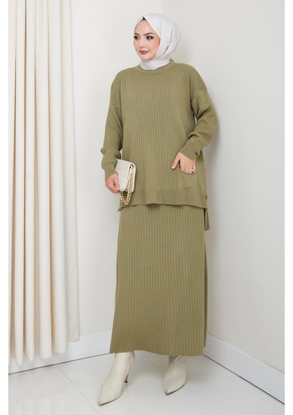 Cepli Fitilli Triko Tunik Etekli Takım