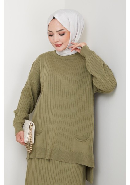 Cepli Fitilli Triko Tunik Etekli Takım modelleri