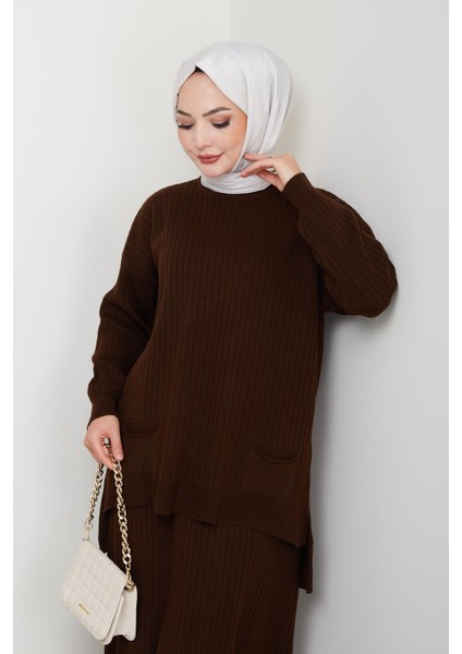 Cepli Fitilli Triko Tunik Etekli Takım