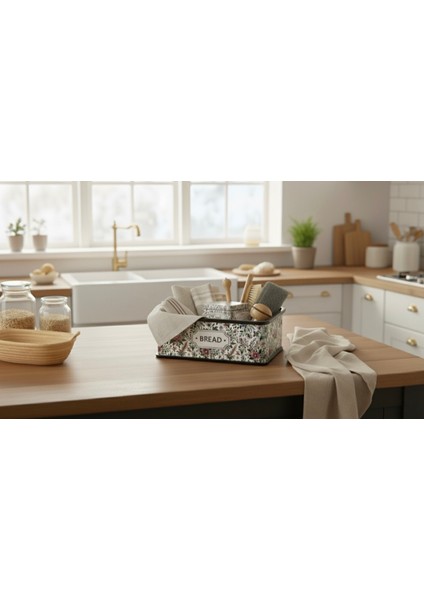 Kapaklı Ahşap Ekmeklik - Dekoratif Desenli Ekmek Saklama Kutusu - Lüx Büyük Ekmek Dolabı