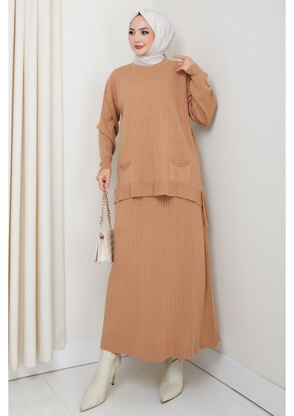 Cepli Fitilli Triko Tunik Etekli Takım modelleri