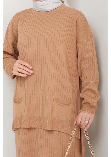 Cepli Fitilli Triko Tunik Etekli Takım