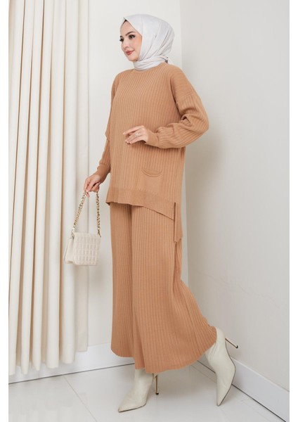 Cepli Fitilli Triko Tunik Etekli Takım