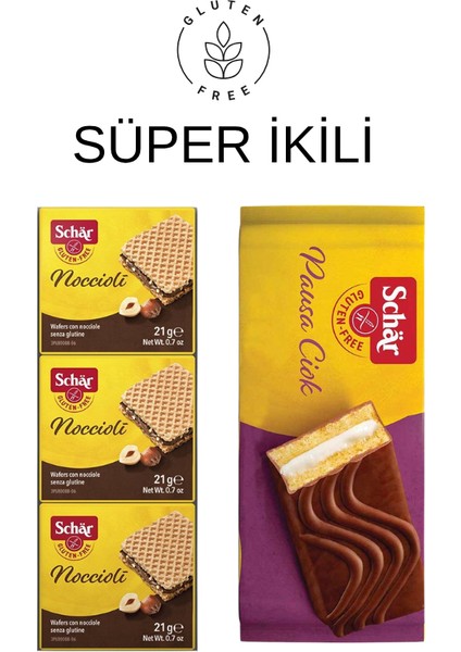 Noccioli 63G (3X21G) Kremalı Fındıklı Gofret + Pauso Ciok Kek