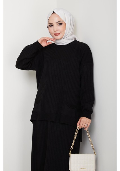 Cepli Fitilli Triko Tunik Etekli Takım