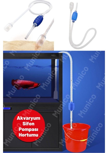 Balık Tankı Akvaryum Vakumlu Çakıl Temizleyici Su Değişimi Sifonu Sifon Pompası Filtresi Kaliteli