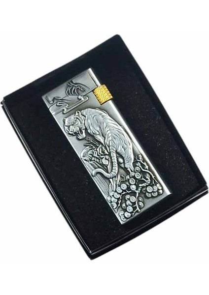 Kabartmalı Kaplan Motifli Metal Gazlı Çakmak 1 Adet