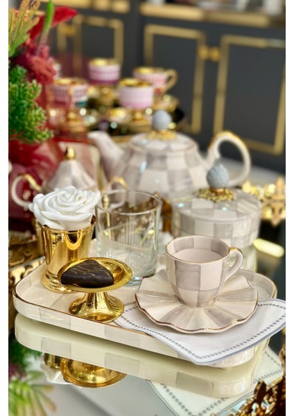 Damalı Gri Dikdörtgen Sunum Tepsi indirimleri