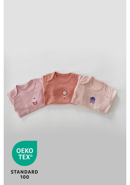 Candy 3lü %100 Pamuk Nakışlı Uzun Kol Bebek Body Set fırsatları