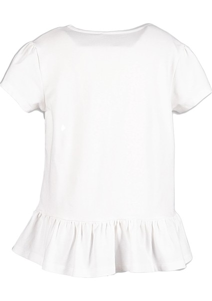 Kabartma Baskılı Beyaz Yazlık Kız Çocuk Tunik Tshirt modelleri