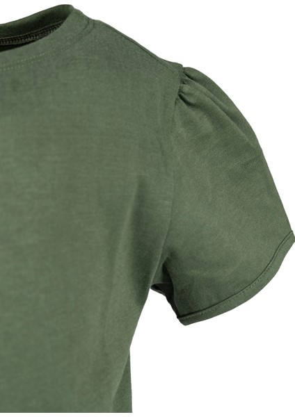 Organik Karpuz Kollu Haki Yazlık Kız Çocuk Tshirt modelleri