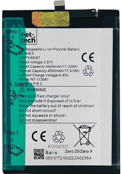 Teknonet Infinix Zero 20 Uyumlu Nettech BL-44EX 4000 Mah Batarya