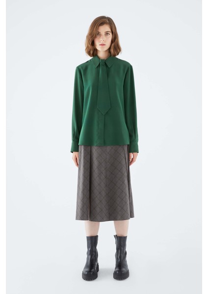 Ekoseli Yırtmaç Detaylı Kadın Etek Standart Renk K2115047_089 modelleri