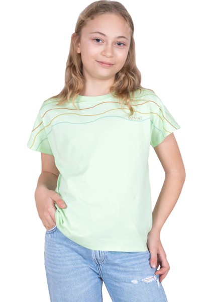 Organik Yeşil Baskılı Yazlık Kız Çocuk Tshirt fiyatları