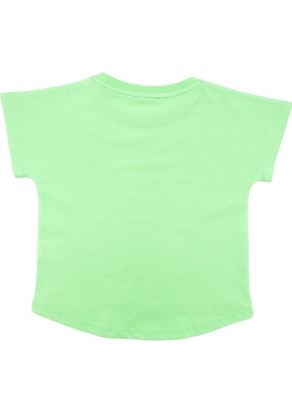 Organik Yeşil Baskılı Yazlık Kız Çocuk Tshirt fırsatları