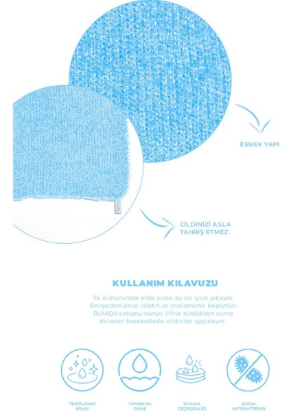 Ruiada Extra Esnek Banyo Lifi Malzemeden Üretilmiş 30X40 cm Tüm Cilt Tiplerine Uygun fiyatları