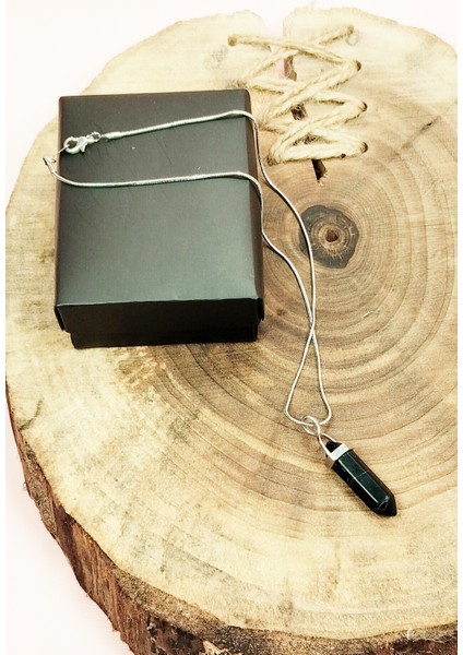 Mat Oniks Doğal Taşı Zincirli El Yapımı Tasarımlı Kolye Uç: 3,5 cm Zincir: 20 cm Kutulu modelleri