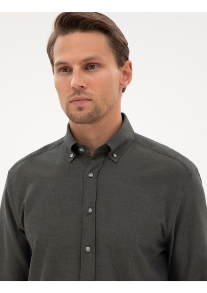 Erkek Koyu Haki Regular Fit Uzun Kollu Gömlek 50311380-VR111 fiyatları