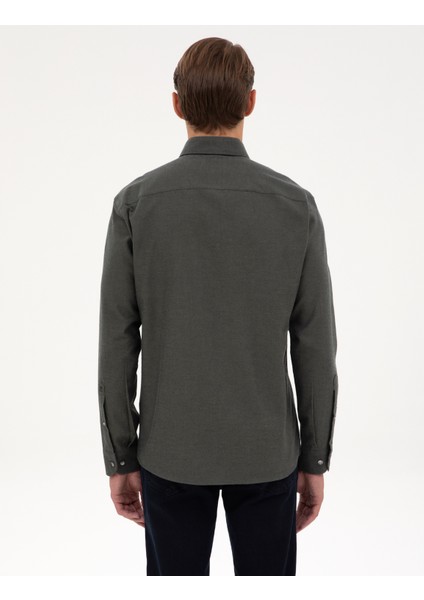 Erkek Koyu Haki Regular Fit Uzun Kollu Gömlek 50311380-VR111 indirimleri