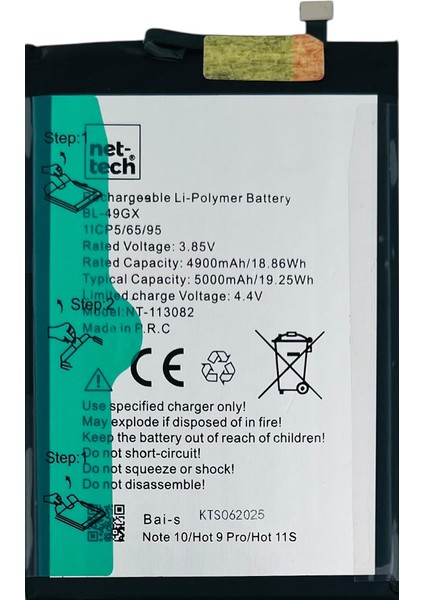 Teknonet Infinix Note 10 Uyumlu Nettech BL-49GX 5000 Mah Batarya