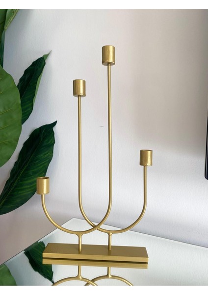 Decolin Paslanmaz Metal Dekoratif Dörtlü Şamdan&mumluk