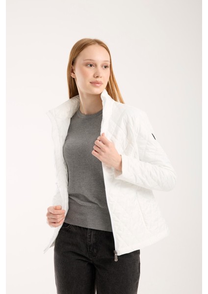 Kadın Baklava Desen Mevsimlik Mont – Hafif Dolgulu, Dik Yaka, Fit Siluet 8787