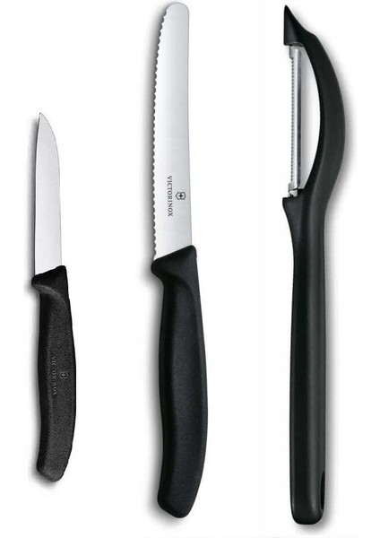 3 Lü Set 11 cm Tırtıklı ve 8 cm Düz Sebze Meyve Bıçağı - Domates Sebze Soyacağı
