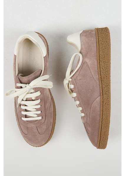 Palminteri 2 Erkek Hakiki Deri Bağcıklı Vizon -Ekru Sneakers