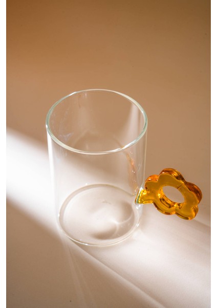 Lume Çiçek Kulplu Cam Bardak - 470 ml