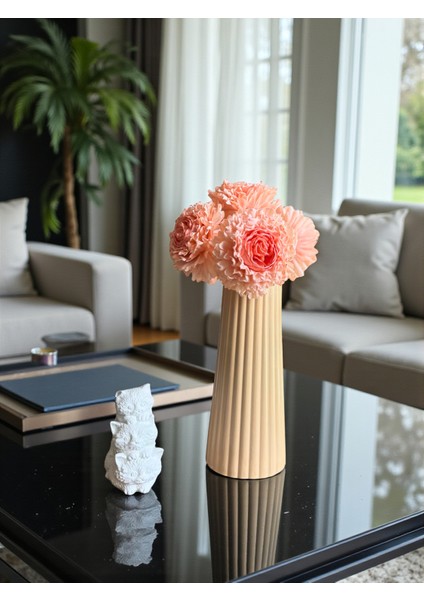 Modern Dekoratif Beton Vazo ve 5’li Yapay Krizantem Çiçek Seti + Kedi Biblo, Şık Ev ve Ofis Dekoru indirimleri